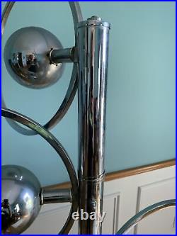 Rare MID Century Modern Trio Chrome Orb Globes Floor Lamp Sonneman Era