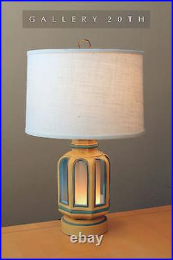 Rare! MID Century Modern'light House' Table Lamp! Vtg Blue 50's 60s Light Decor