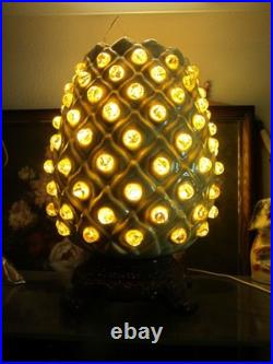 Rare Magnificent Vtg Mid-century Modern Jewelled Ceramic Pineapple Accent Lamp