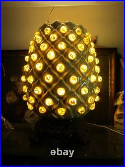 Rare Magnificent Vtg Mid-century Modern Jewelled Ceramic Pineapple Accent Lamp