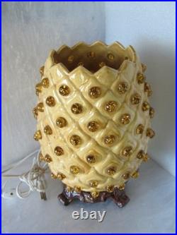 Rare Magnificent Vtg Mid-century Modern Jewelled Ceramic Pineapple Accent Lamp