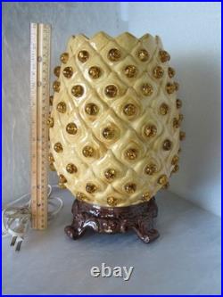 Rare Magnificent Vtg Mid-century Modern Jewelled Ceramic Pineapple Accent Lamp