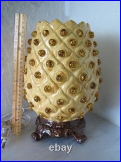 Rare Magnificent Vtg Mid-century Modern Jewelled Ceramic Pineapple Accent Lamp