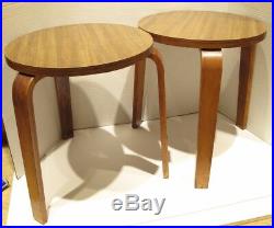 Rare Matched Pair Mid Century Alvar Aalto Tables / Stools Model 60 Artek 40s-50s