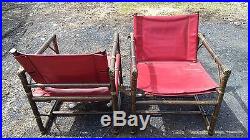 Rare McGuire Furniture Set Officer's Chairs, excellent with red patent leather