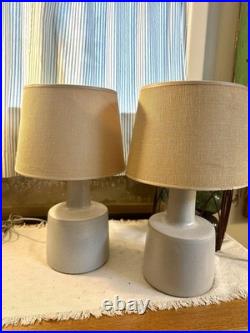 Rare Mcm Pair Marshall Studios Martz Pottery Table Lamps W Original Shades