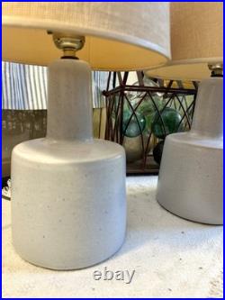 Rare Mcm Pair Marshall Studios Martz Pottery Table Lamps W Original Shades