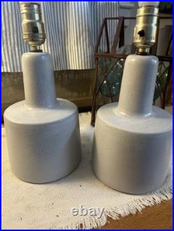 Rare Mcm Pair Marshall Studios Martz Pottery Table Lamps W Original Shades