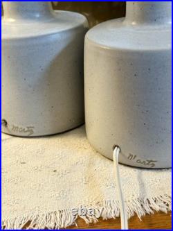 Rare Mcm Pair Marshall Studios Martz Pottery Table Lamps W Original Shades