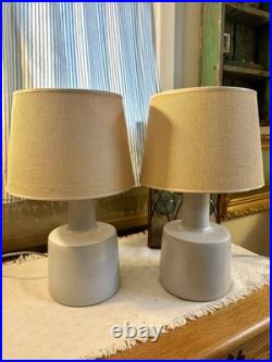 Rare Mcm Pair Marshall Studios Martz Pottery Table Lamps W Original Shades