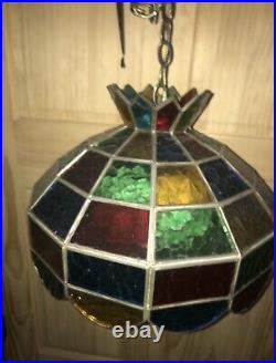 Rare! Mexico Handmade MID Century Modern Chandelier! Hanging Lamp Stained Vtg 60