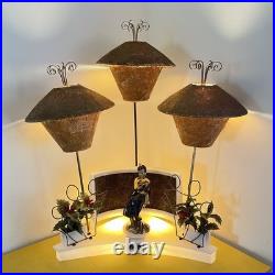 Rare Mid Century 1950s Moss Spinner Bell Girl Triple Lamp Light Up Lucite Base