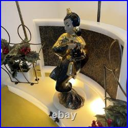 Rare Mid Century 1950s Moss Spinner Bell Girl Triple Lamp Light Up Lucite Base