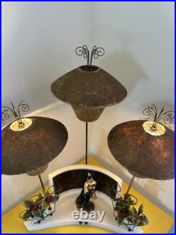 Rare Mid Century 1950s Moss Spinner Bell Girl Triple Lamp Light Up Lucite Base