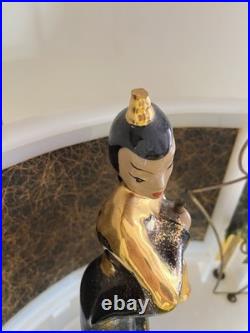 Rare Mid Century 1950s Moss Spinner Bell Girl Triple Lamp Light Up Lucite Base