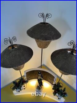 Rare Mid Century 1950s Moss Spinner Bell Girl Triple Lamp Light Up Lucite Base