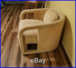 Rare Mid-Century-1970'S Barrel Back Club Arm Chair Velvet- Milo Baughman Style