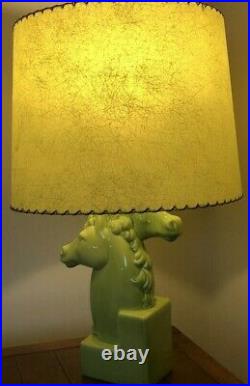 Rare Mid Century Double Headed Horse Lamp