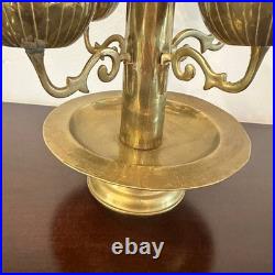 Rare Mid Century Feldman Lighting Brass 9 cup Lotus Flower Candelabra Tea Lights
