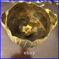 Rare Mid Century Feldman Lighting Brass 9 cup Lotus Flower Candelabra Tea Lights