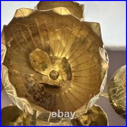 Rare Mid Century Feldman Lighting Brass 9 cup Lotus Flower Candelabra Tea Lights