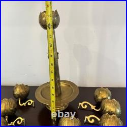 Rare Mid Century Feldman Lighting Brass 9 cup Lotus Flower Candelabra Tea Lights