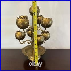 Rare Mid Century Feldman Lighting Brass 9 cup Lotus Flower Candelabra Tea Lights