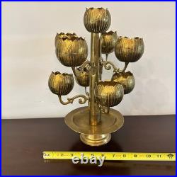 Rare Mid Century Feldman Lighting Brass 9 cup Lotus Flower Candelabra Tea Lights