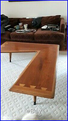 Rare Mid Century Lane Acclaim Boomerang Dovetail Inlaid Top Coffee Table