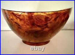 Rare Mid Century Modern 1970's Faux Tortoiseshell Arylic Salad Bowl Set 5 Pcs