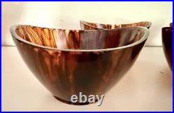 Rare Mid Century Modern 1970's Faux Tortoiseshell Arylic Salad Bowl Set 5 Pcs