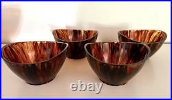 Rare Mid Century Modern 1970's Faux Tortoiseshell Arylic Salad Bowl Set 5 Pcs