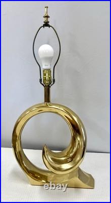 Rare Mid Century Modern 1970's Pierre Cardin Erwin Lambeth Brass Swirl Lamp