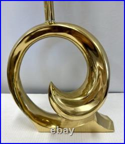 Rare Mid Century Modern 1970's Pierre Cardin Erwin Lambeth Brass Swirl Lamp