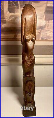 Rare Mid-Century Modern Abstract Expressionist Figurative Wood Sculpture 15H