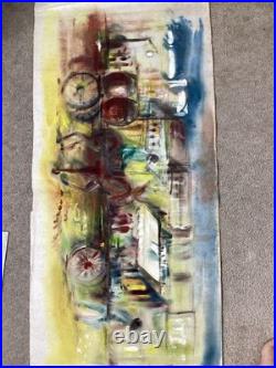 Rare Mid-Century Modern Abstract Original Watercolor Painting by Mildred Ball