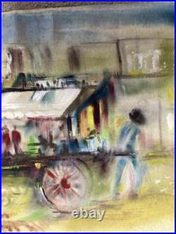 Rare Mid-Century Modern Abstract Original Watercolor Painting by Mildred Ball