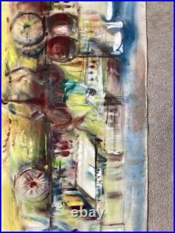 Rare Mid-Century Modern Abstract Original Watercolor Painting by Mildred Ball