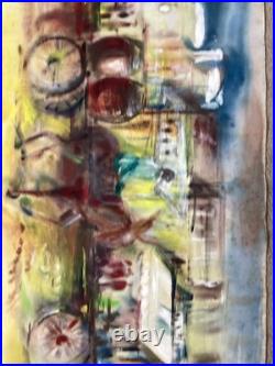 Rare Mid-Century Modern Abstract Original Watercolor Painting by Mildred Ball