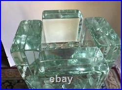 Rare Mid Century Modern All Glass Coffee Table Fused glass blocks with glass top