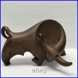 Rare Mid Century Modern Austin Sculpture Bull By Alexander Danel Signed RARE