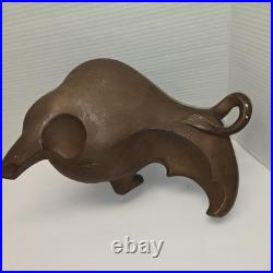 Rare Mid Century Modern Austin Sculpture Bull By Alexander Danel Signed RARE