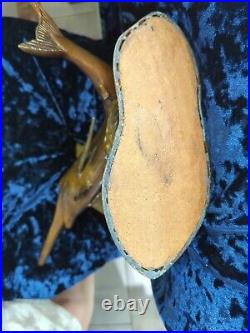 Rare Mid-Century Modern Brass Marlin Sculpture, Large Vintage Swordfish on Wave