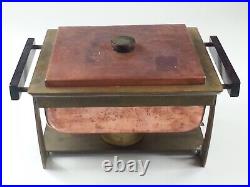 Rare Mid Century Modern Copper Brass Polar Stainless Chafing Dish Warmer Stand