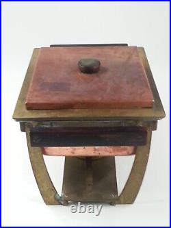 Rare Mid Century Modern Copper Brass Polar Stainless Chafing Dish Warmer Stand