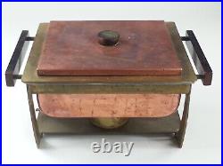 Rare Mid Century Modern Copper Brass Polar Stainless Chafing Dish Warmer Stand