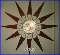 Rare Mid Century Modern Elgin Eames Atomic Sunburst Starburst 29 Wall Clock
