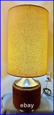 Rare Mid Century Modern Era Chrome & Cork Table Lamp Underwriters Laboratories