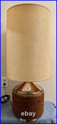 Rare Mid Century Modern Era Chrome & Cork Table Lamp Underwriters Laboratories