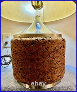 Rare Mid Century Modern Era Chrome & Cork Table Lamp Underwriters Laboratories